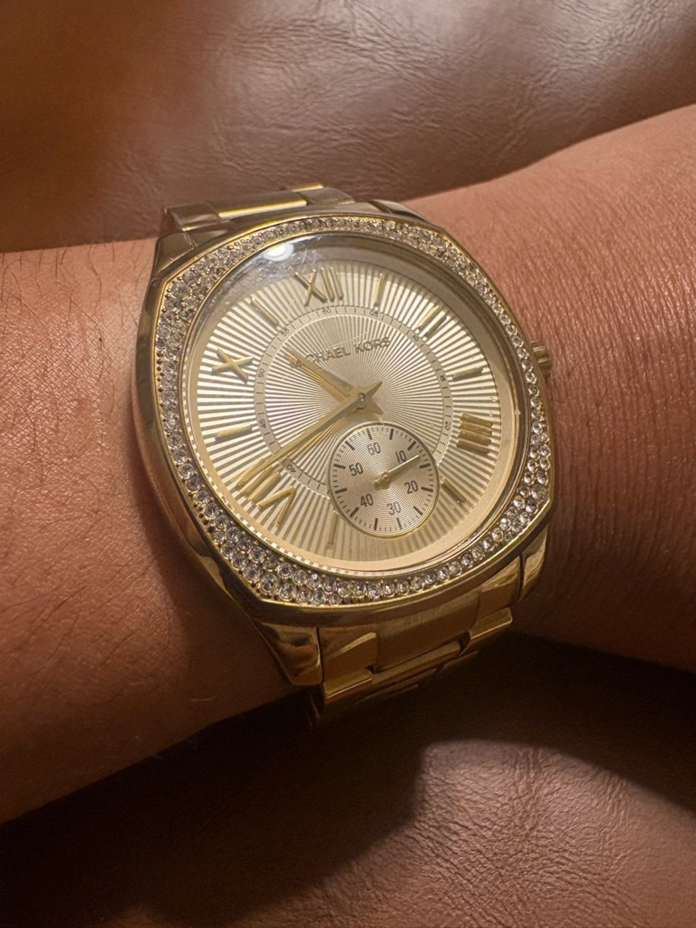 Michael Kors Gold-tone Crystal Accent Round Dial Bracelet Watch - Picture 3 of 6